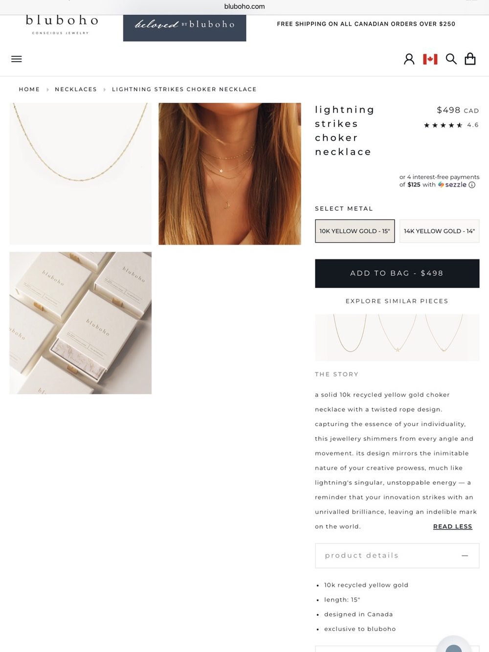 Bluboho Twisted Chain Necklace 10k Gold